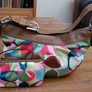 New Coach Scarf print purse and wristlet